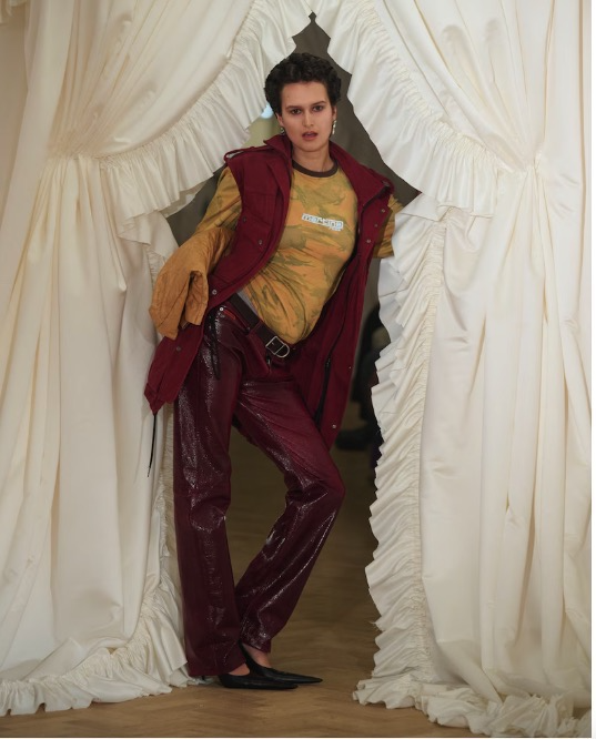 Martine Rose against a curtain